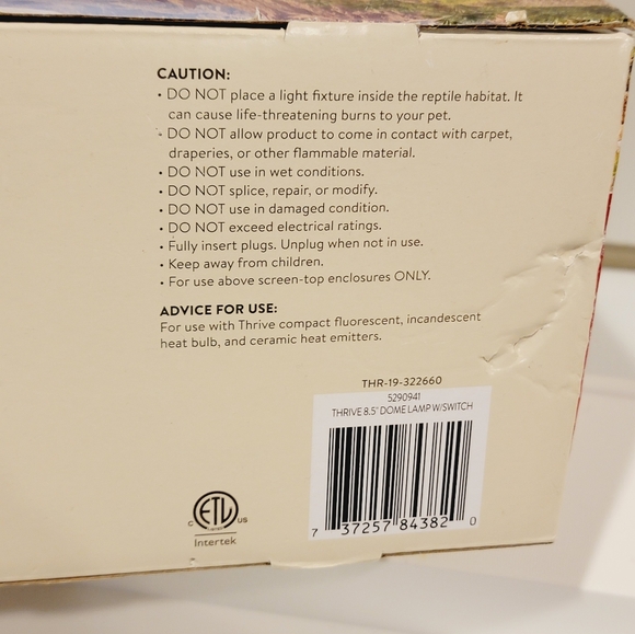 New Thrive 8.5" Dome Lamp 6ft Cord On/Off Switch 150 Watt All Reptiles- New-Open - Picture 5 of 7